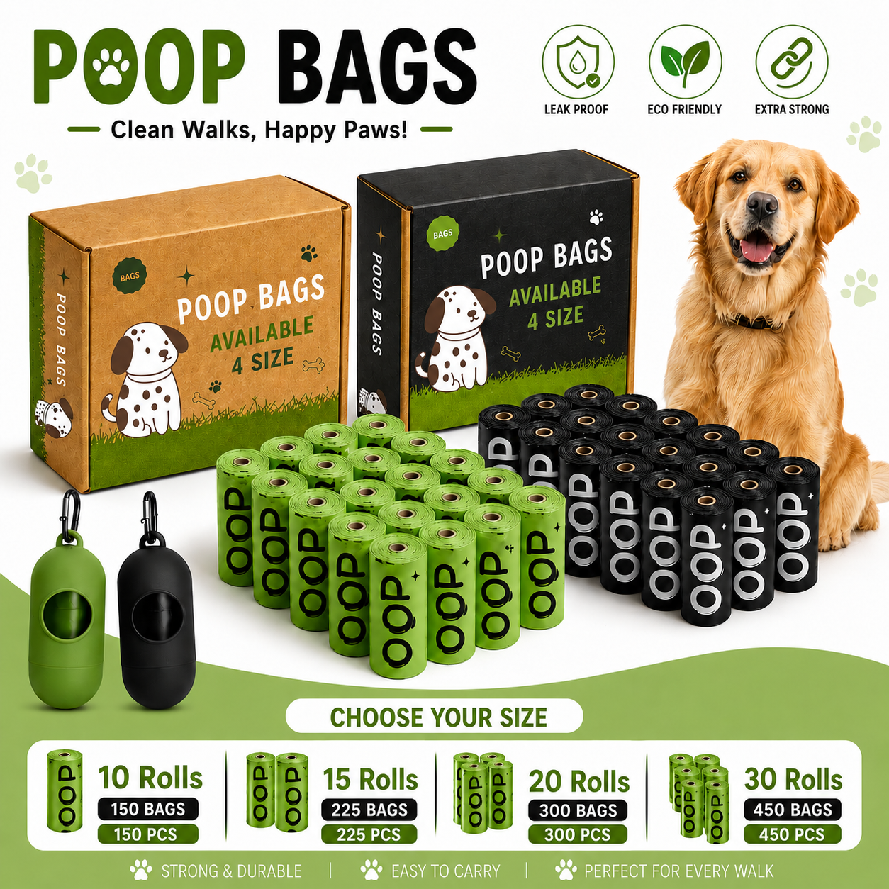 Dog/Cat Poop Bags with Dispenser | Lavender Scented | Extra Thick & Leakproof