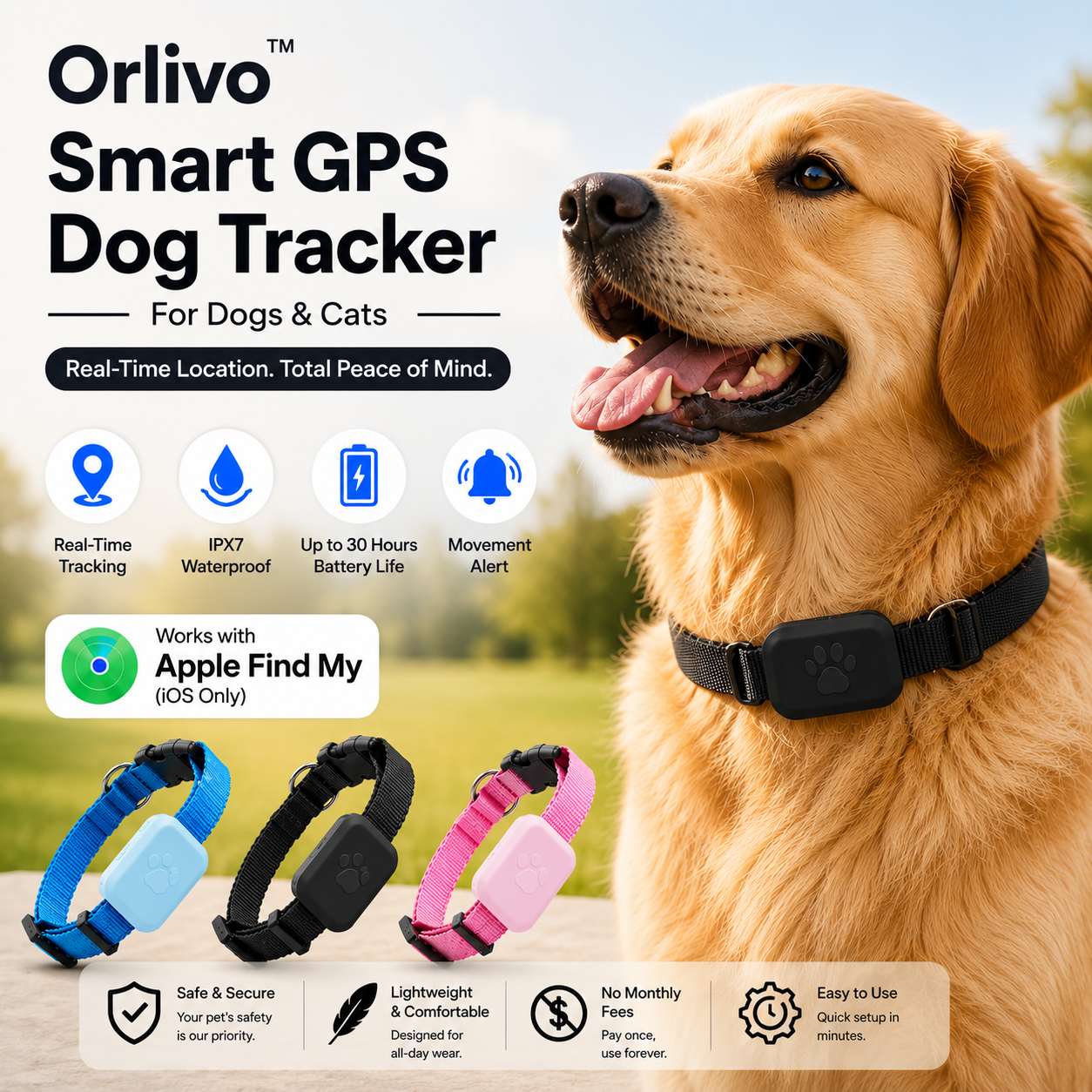 Orlivo™ Smart GPS Dog Tracker Collar
