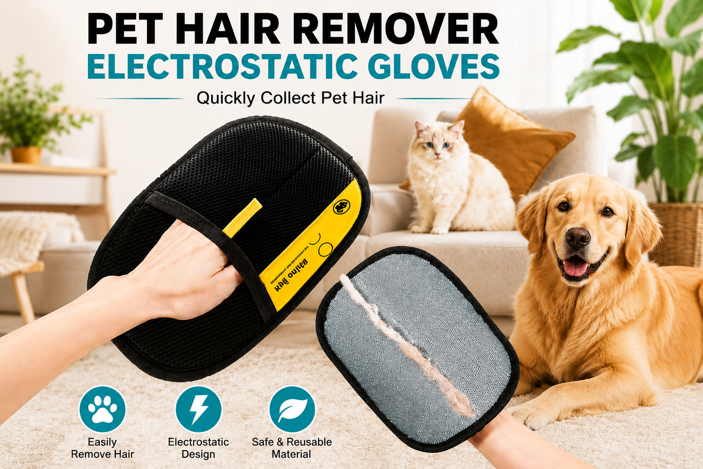 Reusable Pet Hair Remover Glove – Removes Fur in Seconds