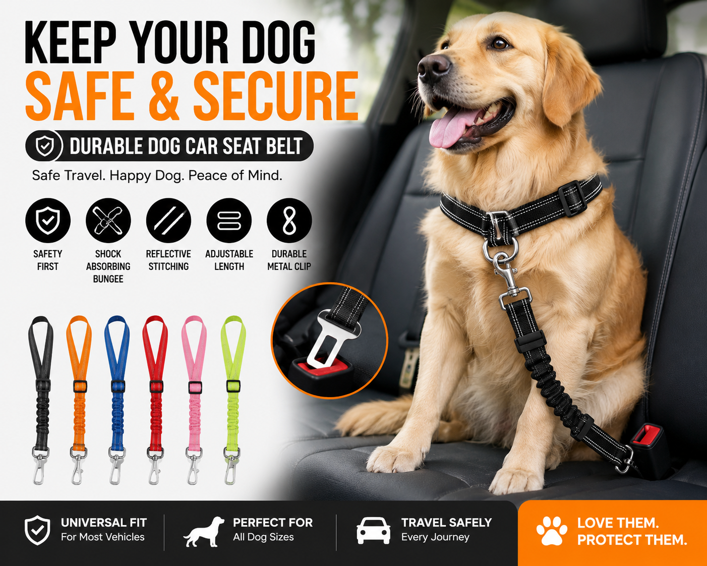 Adjustable Dog Car Seat Belt