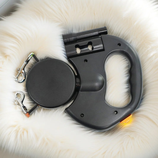Retractable Double Dog Leash with LED Light